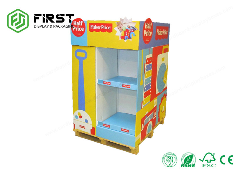 4C Offest Printing Customized Corrugated Stand Supermarket Cardboard Floor Display Stand
